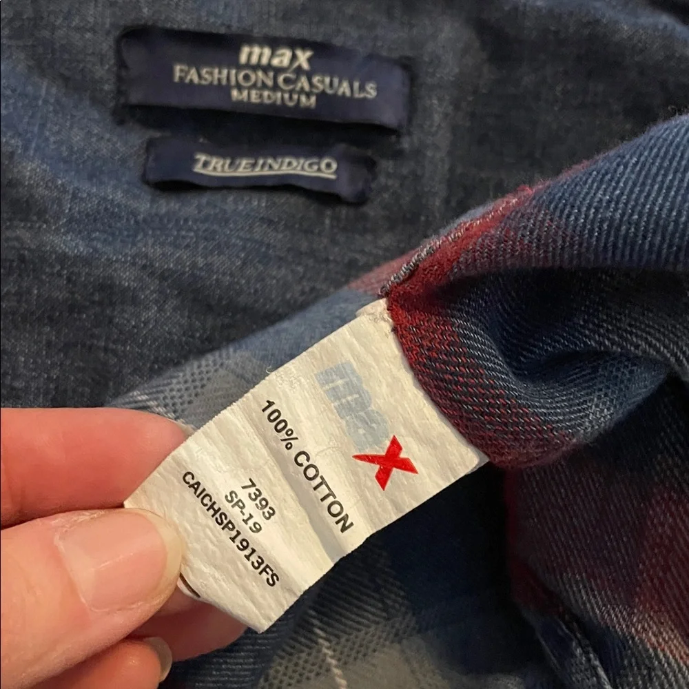 Max Fashion M Casuals Red and Blue Plaid Shirt - Picture 2 of 2